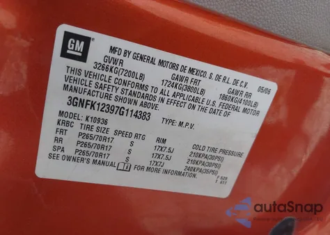 2007 Chevrolet Avalanche 1500 Lt z USA, uszkodzony, nr VIN 3GNFK12397G114383